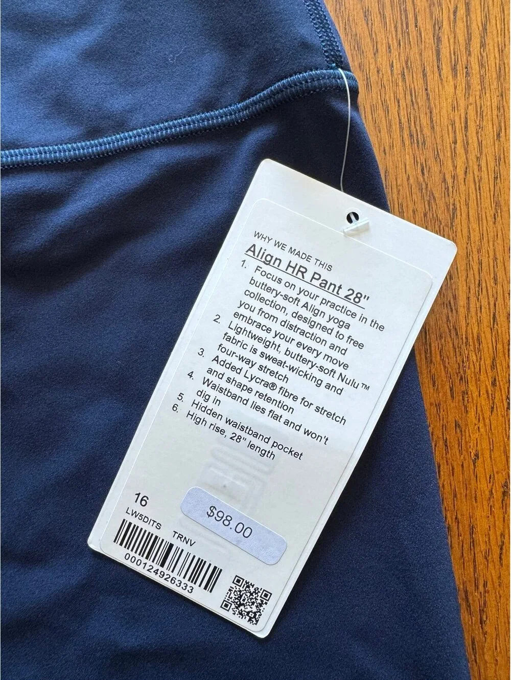 Lululemon Align High Rise 28” True Navy Size 16 NWT